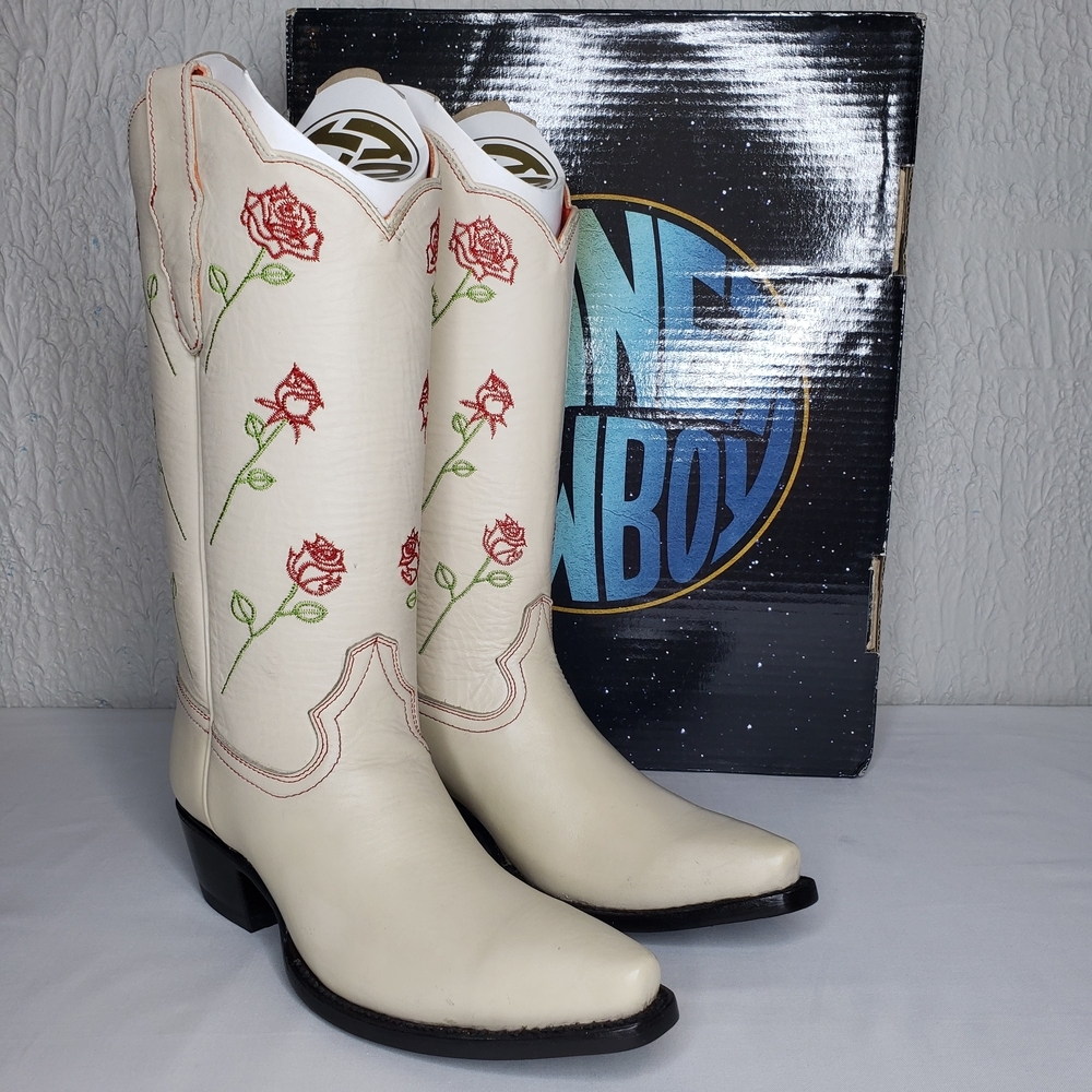 Anthropologie X Planet Cowboy Dozen Roses Cream Cowboy Boots Western Womens 8 US - Picture 16 of 16